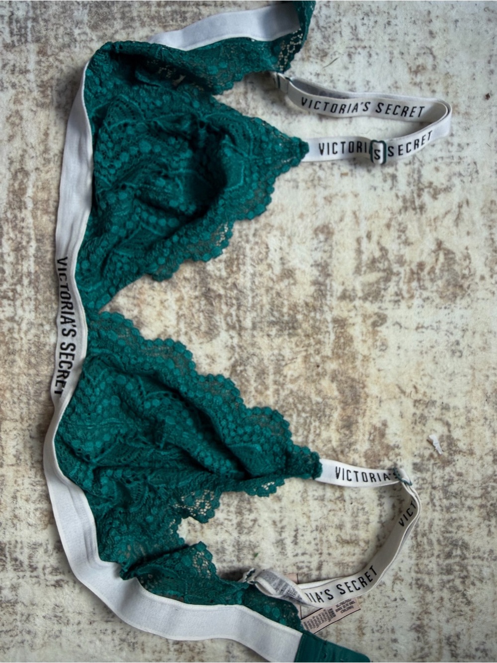 Victoria's Secret Emerald Green Lace Bralette with Branded Band
